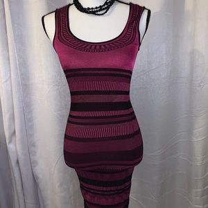 Bebe Bodycon Purple and Black Mini Dress (XSP)